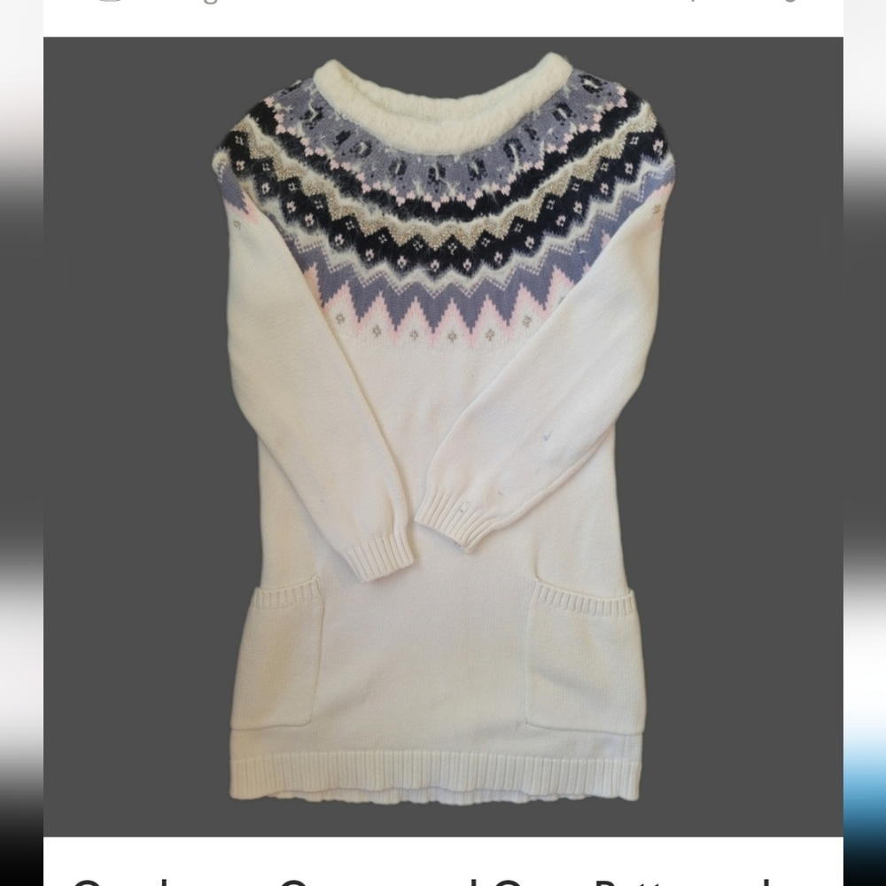 Gymboree Cream and Gray Patterned Kids Dress